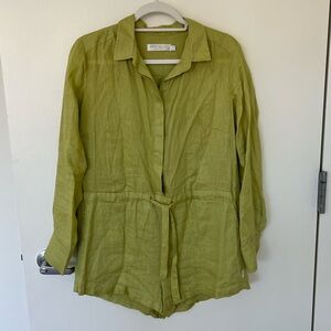 Sea Folly Green Linen Romper - small (S)
